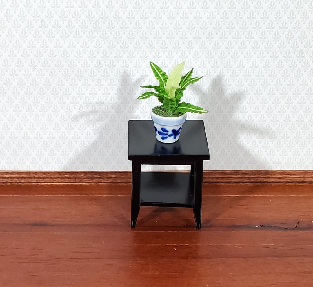 Dollhouse Side Table with Shelf Modern Style Wood Black Finish 1:12 Scale Miniature Furniture - Miniature Crush