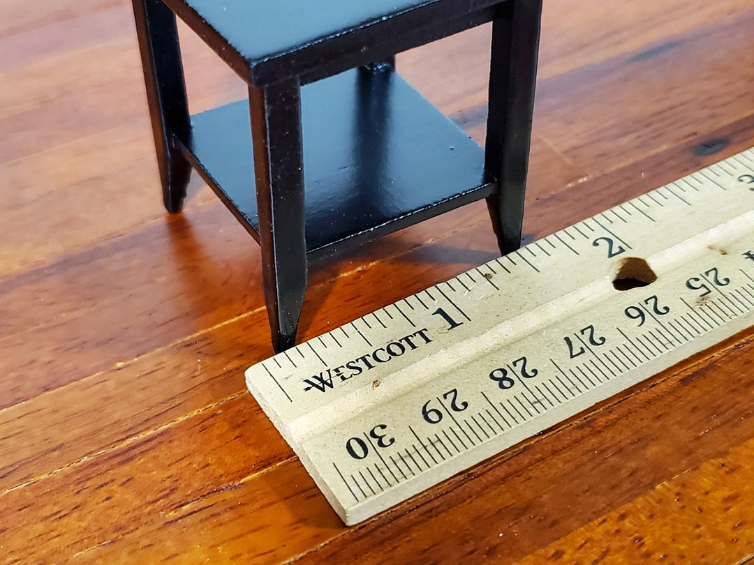 Dollhouse Side Table with Shelf Modern Style Wood Black Finish 1:12 Scale Miniature Furniture - Miniature Crush