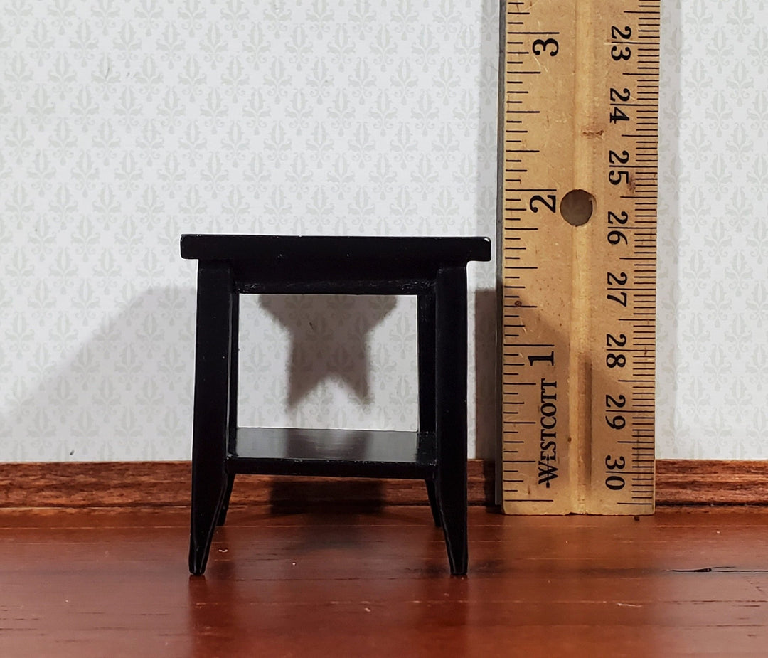 Dollhouse Side Table with Shelf Modern Style Wood Black Finish 1:12 Scale Miniature Furniture - Miniature Crush