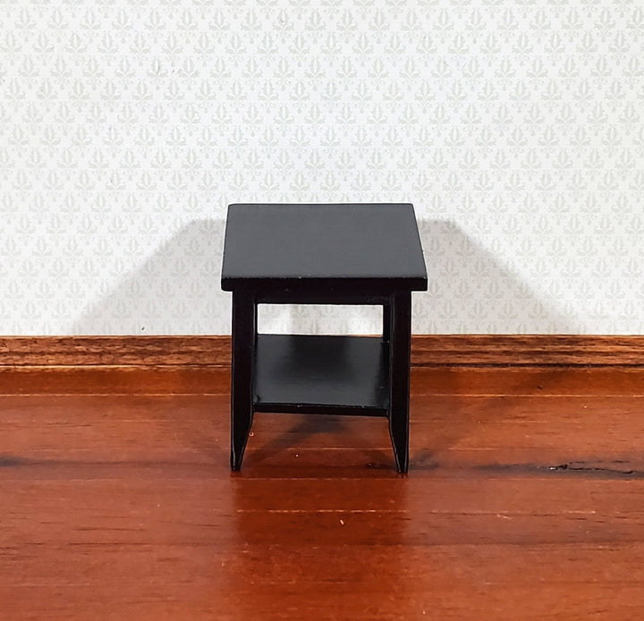 Dollhouse Side Table with Shelf Modern Style Wood Black Finish 1:12 Scale Miniature Furniture - Miniature Crush