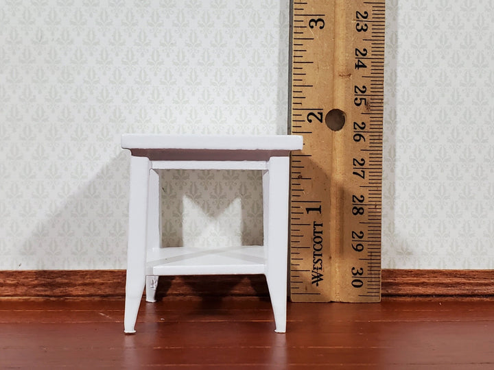 Dollhouse Side Table with Shelf Modern Style Wood White Finish 1:12 Scale Miniature Furniture - Miniature Crush