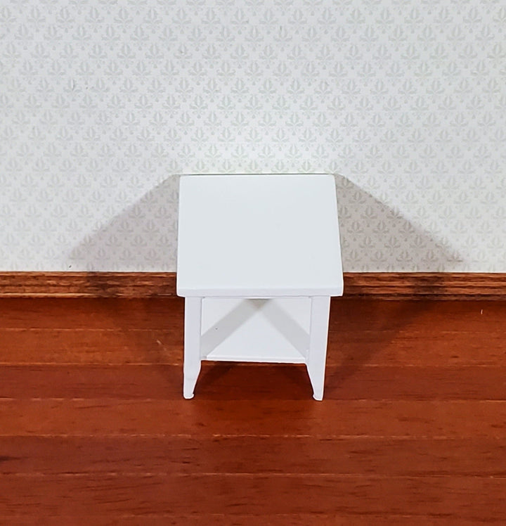 Dollhouse Side Table with Shelf Modern Style Wood White Finish 1:12 Scale Miniature Furniture - Miniature Crush