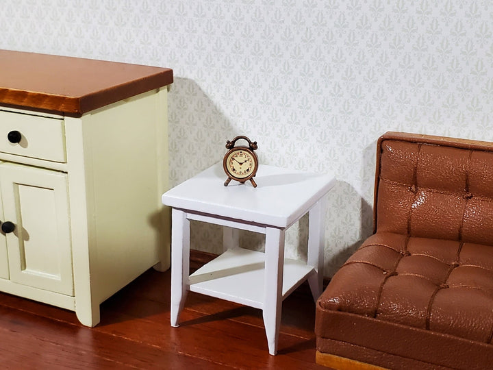 Dollhouse Side Table with Shelf Modern Style Wood White Finish 1:12 Scale Miniature Furniture - Miniature Crush