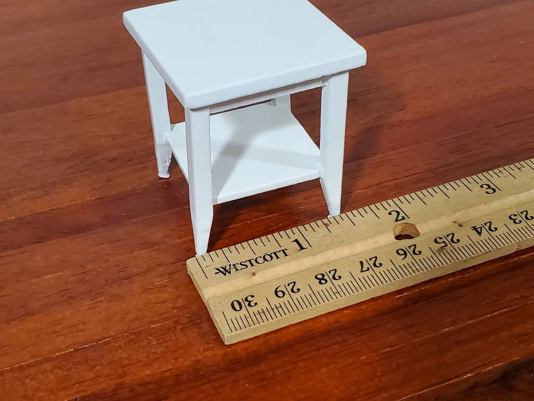 Dollhouse Side Table with Shelf Modern Style Wood White Finish 1:12 Scale Miniature Furniture - Miniature Crush