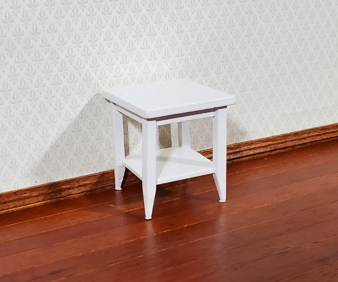 Dollhouse Side Table with Shelf Modern Style Wood White Finish 1:12 Scale Miniature Furniture - Miniature Crush