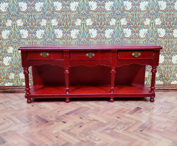 Dollhouse Sideboard Buffet with Pot Shelf Mahogany Finish 1:12 Scale Furniture - Miniature Crush