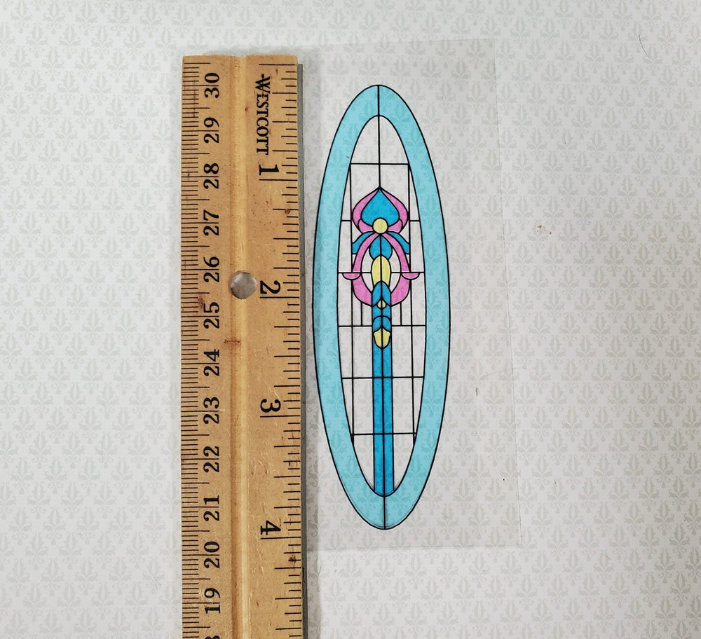 Dollhouse Simulated Stained Glass Door Insert Oval 1:12 Scale Fits Houseworks Door 6002 - Miniature Crush