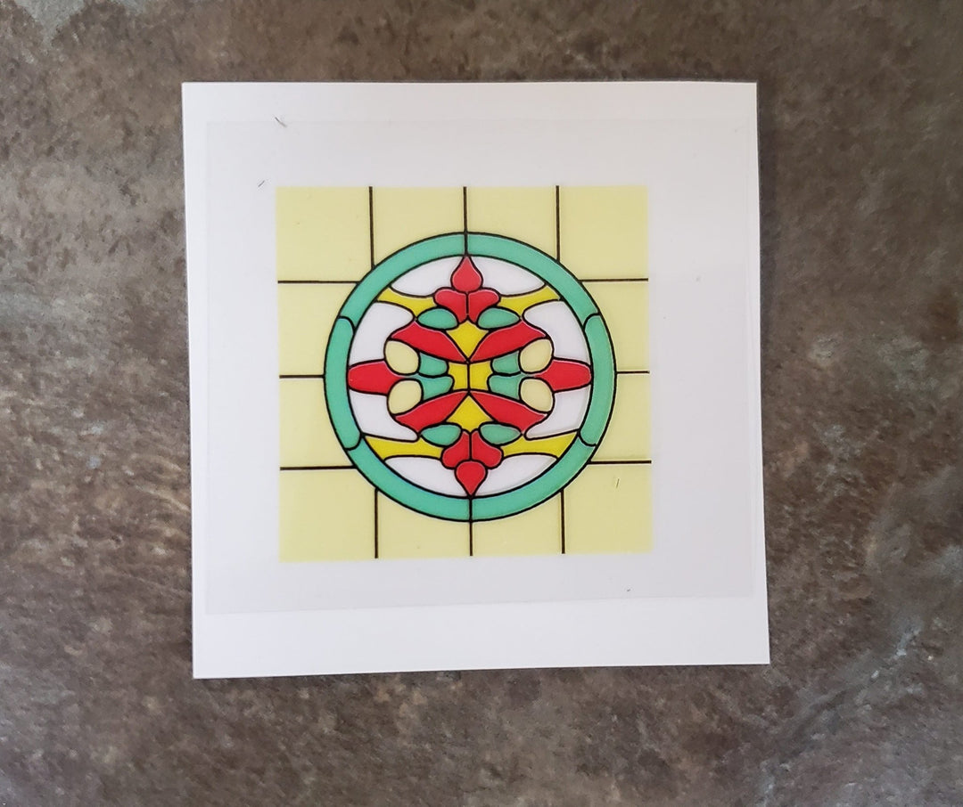 Dollhouse Simulated Stained Glass Window Insert Round 1:12 Scale Miniature SLIM14 - Miniature Crush