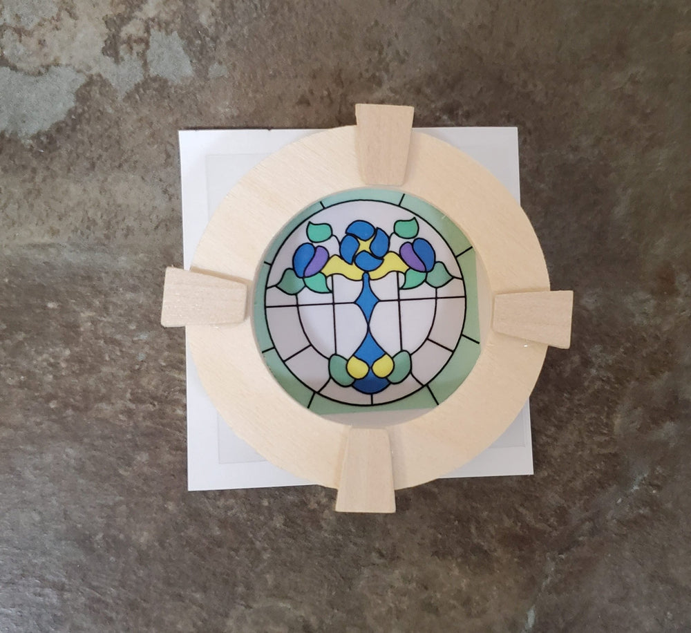 Dollhouse Simulated Stained Glass Window Insert Round 1:12 Scale Miniature SLIM20 - Miniature Crush