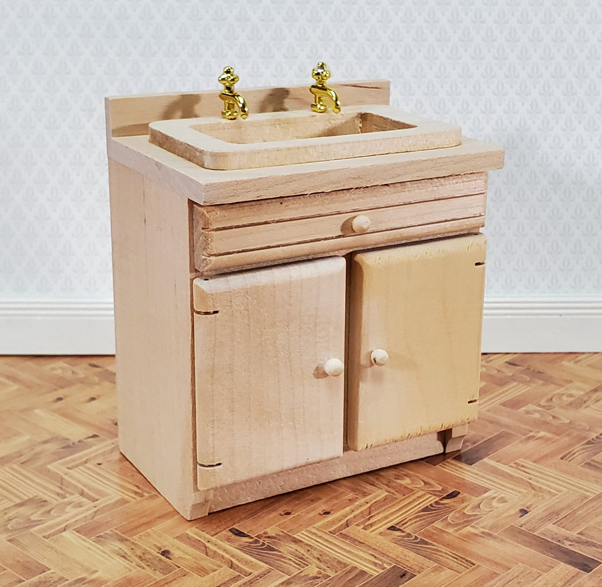 Dollhouse Sink Kitchen Or Bathroom Cabinet 1 12 Scale Miniature   Dollhouse Sink Kitchen Or Bathroom Cabinet 112 Scale Miniature Furniture Unpainted Wood 841933 1200x1200 