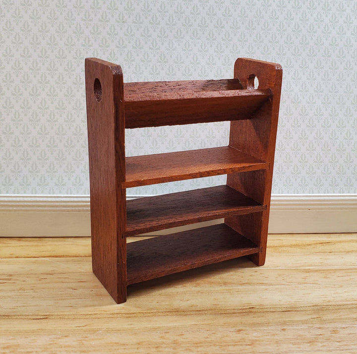 Dollhouse Small Bookcase Bookshelf 1:12 Scale Furniture Walnut Finish - Miniature Crush