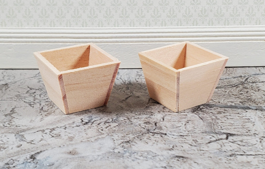 Dollhouse Small Box Planter Wood Square Set of 2 1:12 Scale by Falcon Miniatures - Miniature Crush