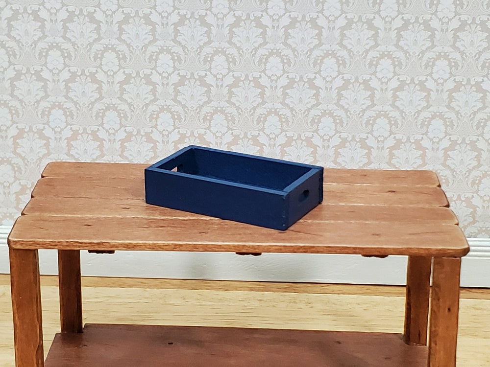 Dollhouse Small Crate Blue Wood for Groceries Fruits Tools 1:12 Scale Miniatures - Miniature Crush