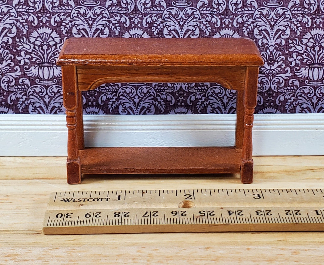 Dollhouse Small Side Table Walnut with Lower Shelf 1:12 Scale Miniature - Miniature Crush