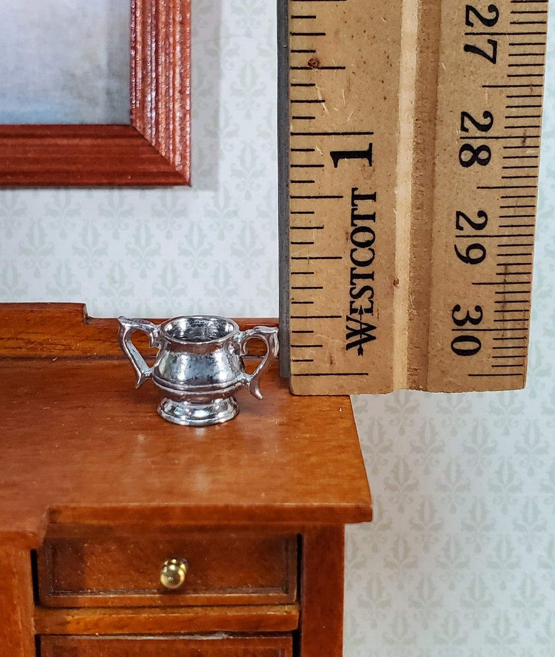 Dollhouse Small Sugar Bowl Polished Metal 1:12 Scale Miniature by Phoenix Model - Miniature Crush