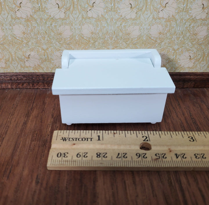 Dollhouse Small Toy Chest White Wood Trunk 1:12 Scale Nursery Furniture - Miniature Crush