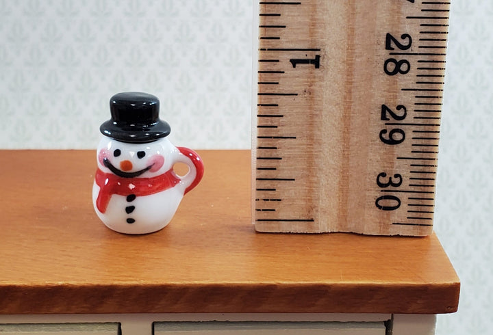 Dollhouse Snowman Mug Coffee Cup with Top Hat LARGE Miniature Ceramic Christmas - Miniature Crush