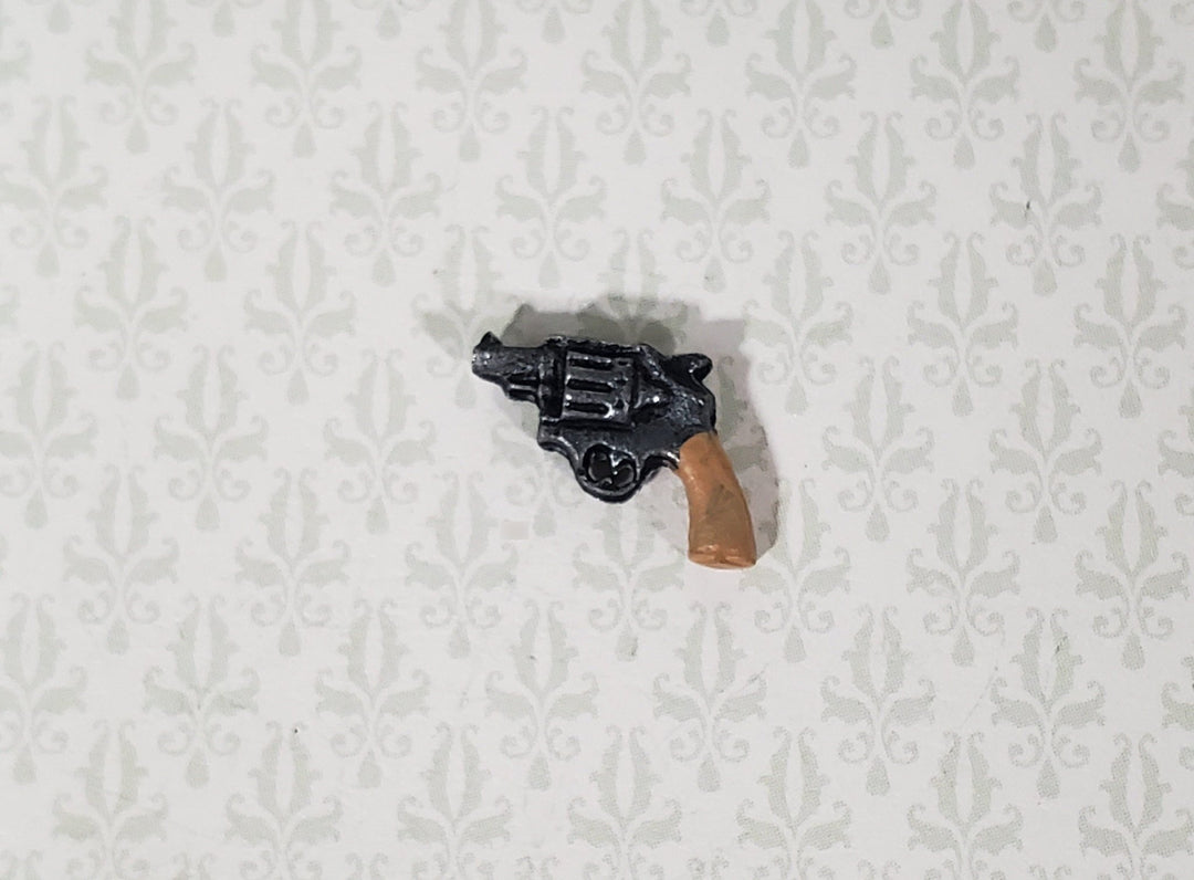 Dollhouse Snub Nose Revolver Handgun 1:12 Scale Miniature Prop Painted Metal Gun - Miniature Crush