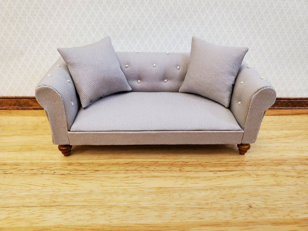 Dollhouse Sofa Couch Chesterfield Gray Tufted 1:12 Scale Miniature Furniture - Miniature Crush