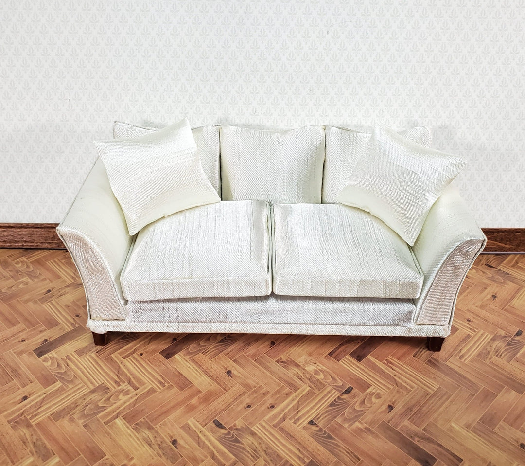 Dollhouse Sofa Couch Cream Faux Silk with Cushions 1:12 Scale Miniature Furniture - Miniature Crush