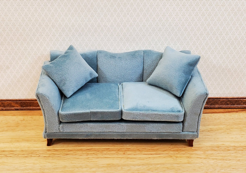 Dollhouse Sofa Couch Gray/Blue Modern Style 1:12 Scale Miniature Furniture - Miniature Crush