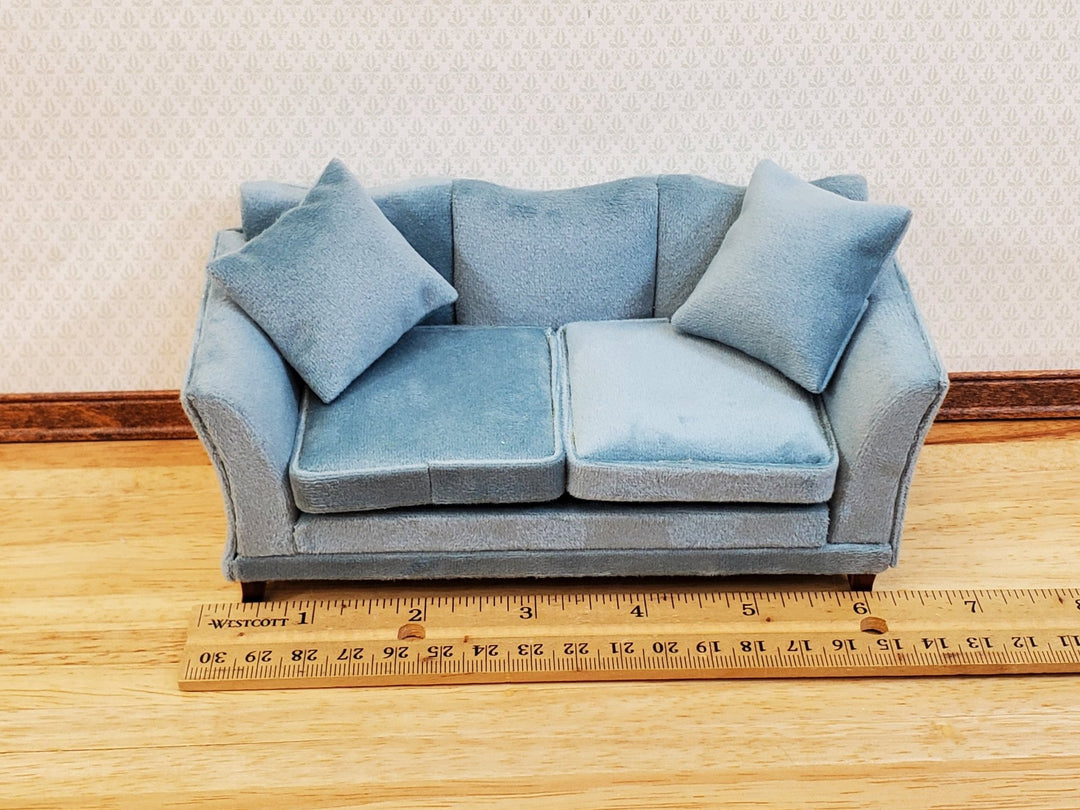 Dollhouse Sofa Couch Gray/Blue Modern Style 1:12 Scale Miniature Furniture - Miniature Crush