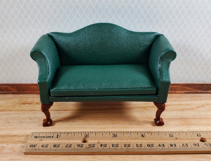 Dollhouse Sofa Couch Green Faux Leather 1:12 Scale Miniature Furniture - Miniature Crush