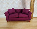 Dollhouse Sofa Couch Plum Burgundy Modern Style 1:12 Scale Miniature Furniture - Miniature Crush