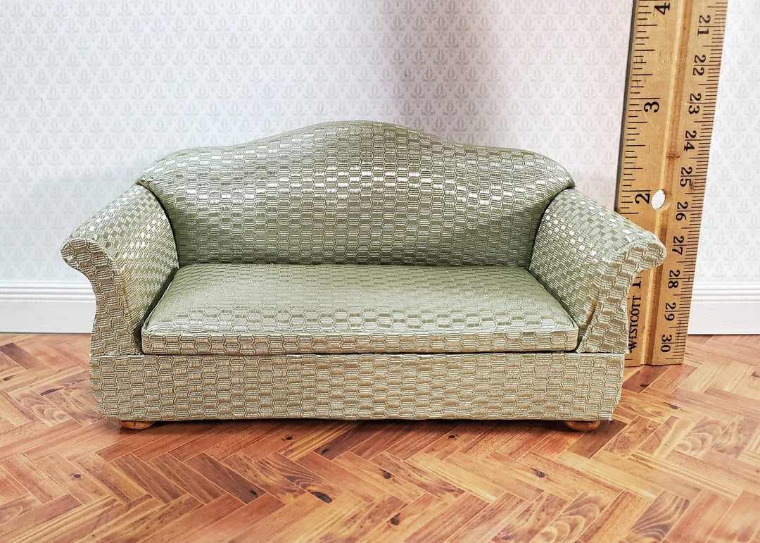 Dollhouse Sofa Couch Retro 70s Style Shimmery Green 1:12 Miniature Furniture - Miniature Crush