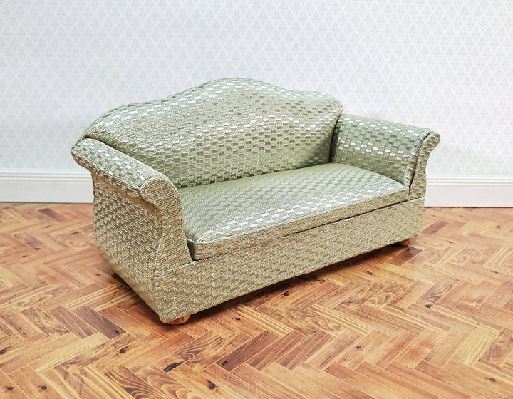 Dollhouse Sofa Couch Retro 70s Style Shimmery Green 1:12 Miniature Furniture - Miniature Crush