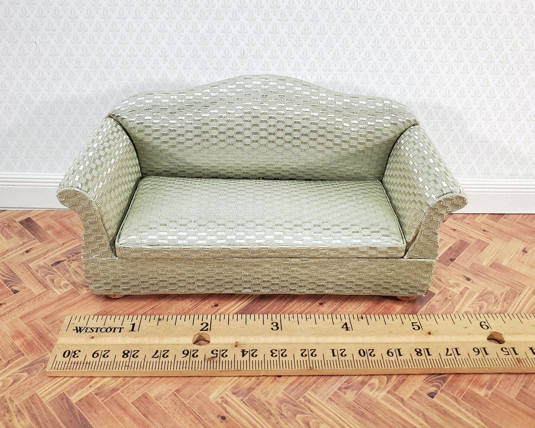 Dollhouse Sofa Couch Retro 70s Style Shimmery Green 1:12 Miniature Furniture - Miniature Crush