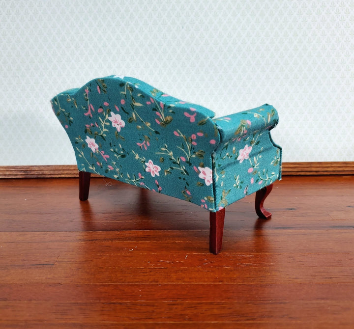 Dollhouse Sofa Couch Turquoise Floral Fabric 1:12 Scale Miniature Furniture - Miniature Crush