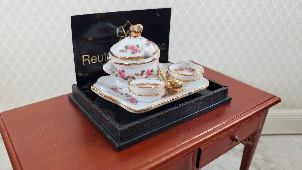 Dollhouse Soup Tureen with Bowls by Reutter Porcelain Lisa Design 1:12 Scale - Miniature Crush