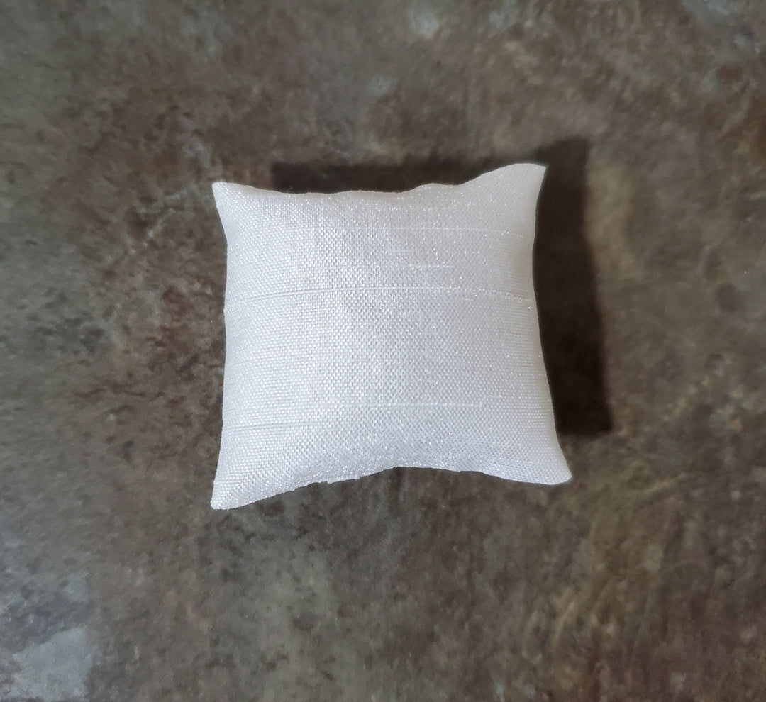 Dollhouse Square Pillow All White Handmade 1:12 Scale Miniature 1 1/2" - Miniature Crush