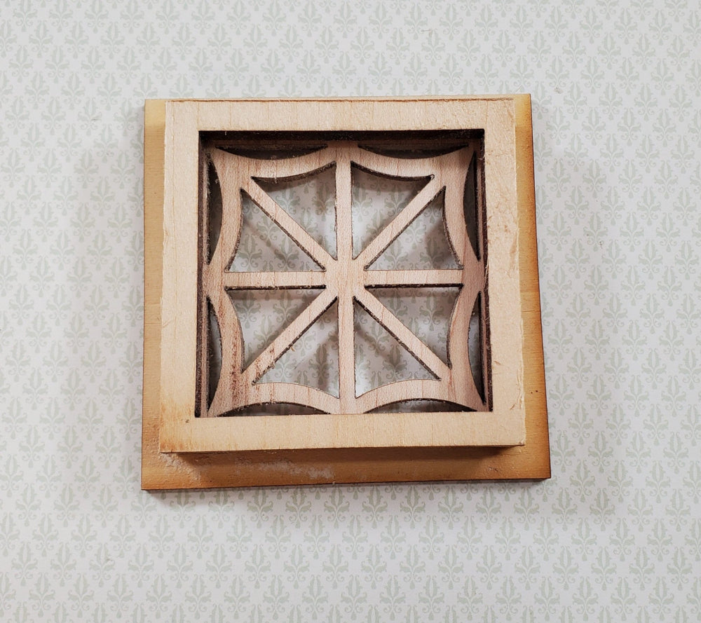 Dollhouse Square Window Spider Web Style Wood with Acrylic 1:12 Scale Miniature - Miniature Crush