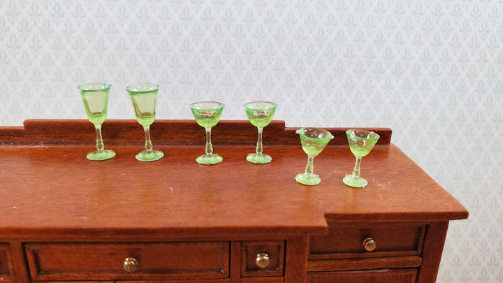 Dollhouse Stemware Green Fancy x6 plastic 1:12 Scale Miniature Glasses Chrysnbon - Miniature Crush