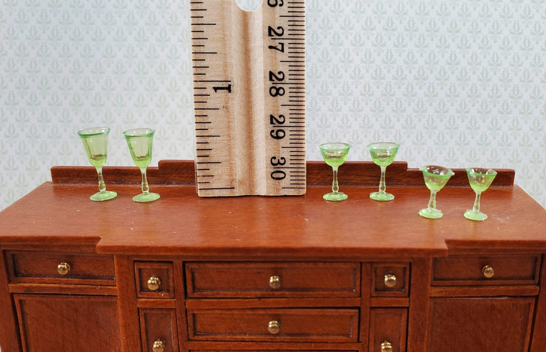 Dollhouse Stemware Green Fancy x6 plastic 1:12 Scale Miniature Glasses Chrysnbon - Miniature Crush