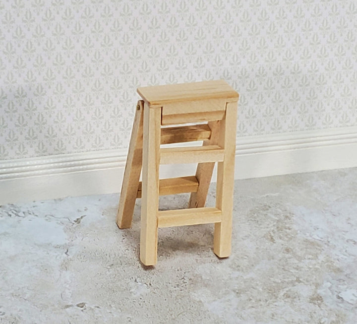 Dollhouse Step Ladder 3 Steps Unpainted Wood 1:12 Scale Miniature Opens/Closes - Miniature Crush