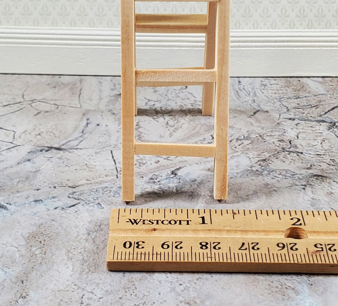 Dollhouse Step Ladder Short 4" Tall Wood Folds 1:12 Scale Miniature Accessories - Miniature Crush