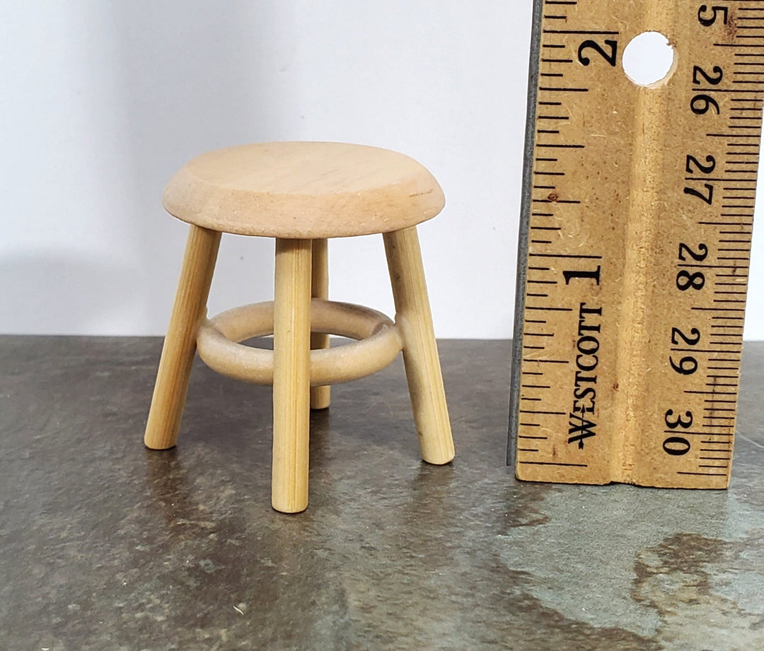 Dollhouse Step Stool Short Light Oak Finish Wood 1:12 Scale Miniature Furniture 1 1/2" - Miniature Crush