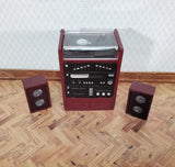 Dollhouse Stereo System with Turntable Record Player Retro Style 1:12 Scale Resin - Miniature Crush
