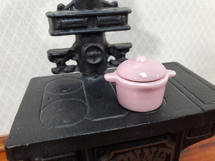 Dollhouse Stock Pot for Soups and Stews PINK with Removable Lid 1:12 Scale Miniature Kitchen Dishes - Miniature Crush