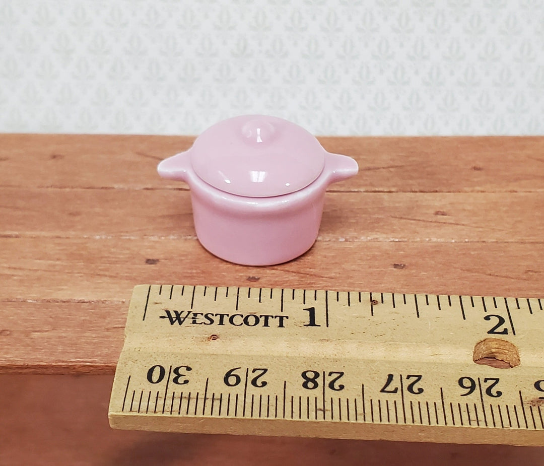 Dollhouse Stock Pot for Soups and Stews PINK with Removable Lid 1:12 Scale Miniature Kitchen Dishes - Miniature Crush