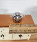 Dollhouse Stock Pot with Lid 1:6 Scale Modern Silver Chrome Finish Playscale Metal - Miniature Crush