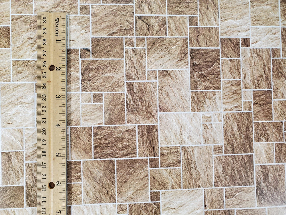 Dollhouse Stone Floor Tile Lightly Embossed Faux Flooring Brown Card Stock - Miniature Crush