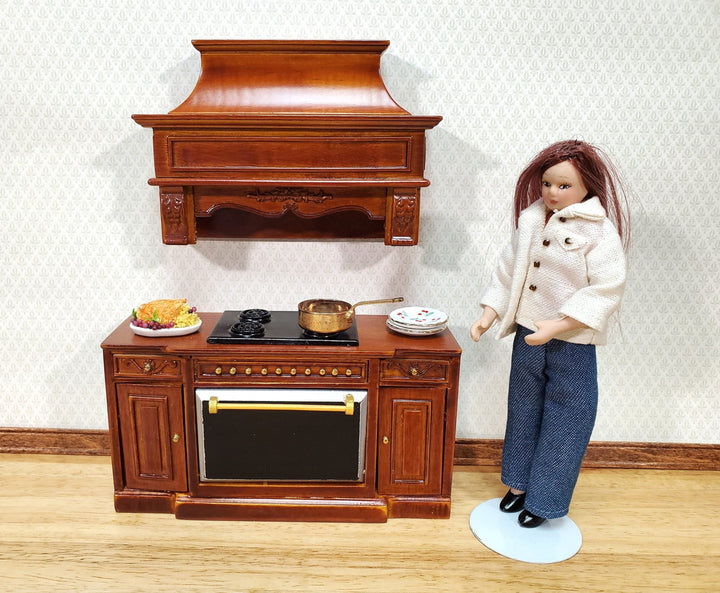 Dollhouse Stove Hood Vent Wood Walnut Fnish 1:12 Scale Miniature Kitchen Oven Fan - Miniature Crush