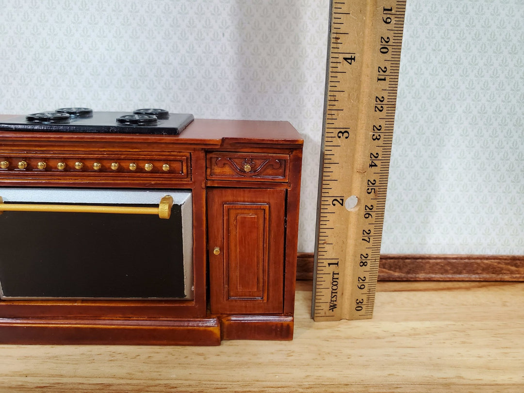 Dollhouse Stove Oven Cabinet Walnut Finish 1:12 Scale Miniature Kitchen Cupboard - Miniature Crush