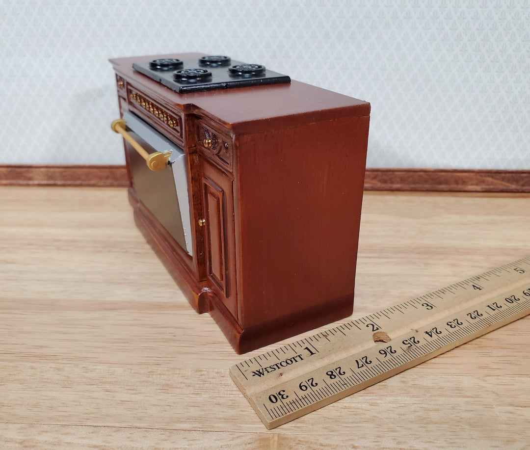 Dollhouse Stove Oven Cabinet Walnut Finish 1:12 Scale Miniature Kitchen Cupboard - Miniature Crush