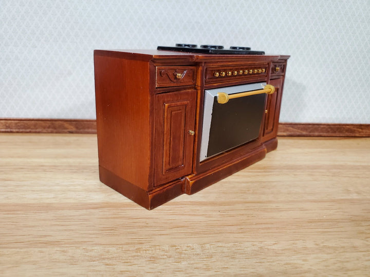 Dollhouse Stove Oven Cabinet Walnut Finish 1:12 Scale Miniature Kitchen Cupboard - Miniature Crush