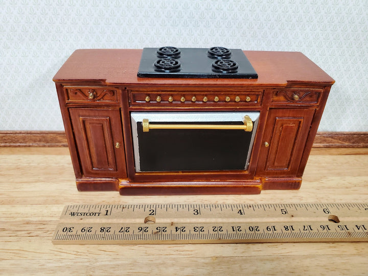 Dollhouse Stove Oven Cabinet Walnut Finish 1:12 Scale Miniature Kitchen Cupboard - Miniature Crush